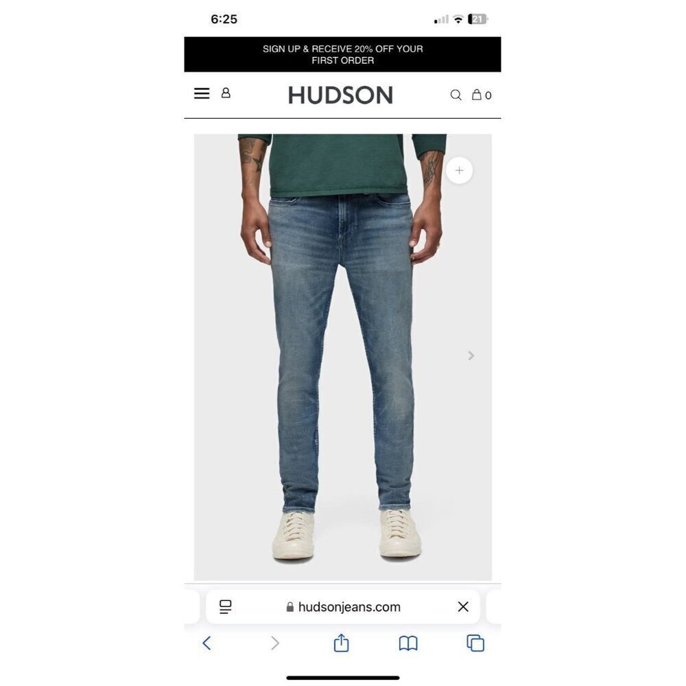 Hudson Zack Midrise Slim In National Size 38 NWT MSRP $235 Distressed Stretch